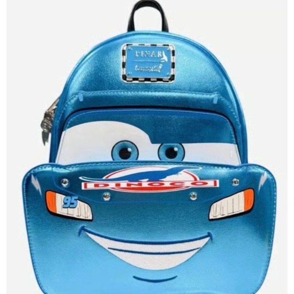 Loungefly Cars Dinoco Lightning McQueen Metallic Mini Backpack Exclusive NWT